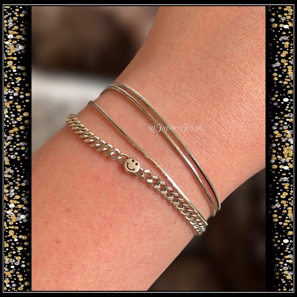 New Silver 3 Strand Multi Snake Chain Herringbone Bracelet - Picture 5 of 5